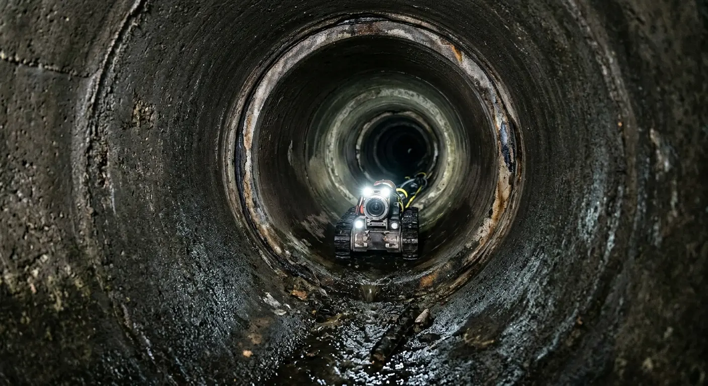 Robotic sewer camera inspecting pipe interior for Drain Snake Service in Oatfield